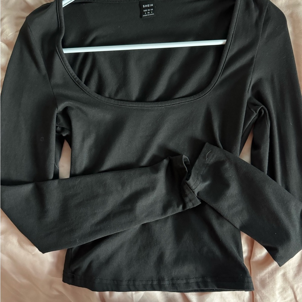 SHEIN Black Fitted Long Sleeve Bodysuit